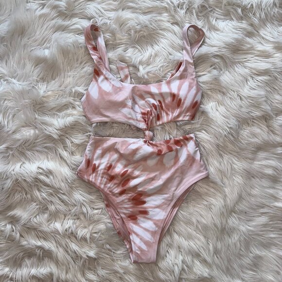 Aerie Tie Dye Twist Middle Cutout One Piece - Picture 2 of 6